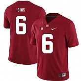 Alabama Crimson Tide 6 Blake Sims Red Nike College Football Jersey Dzhi,baseball caps,new era cap wholesale,wholesale hats